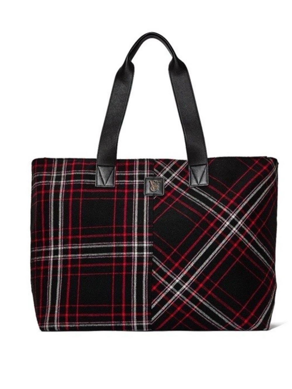 Victoria's Secret Black & Red Plaid Duffel Bag
